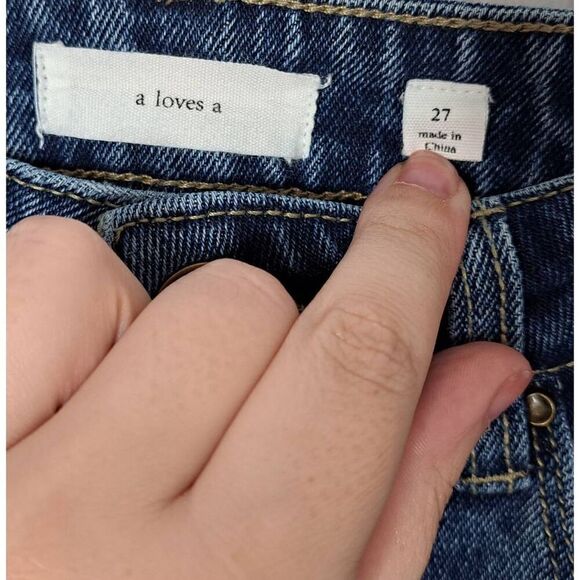 A Loves A Women's High Waist Straight Leg Cropped Jeans with Raw Hem size 27 - Picture 5 of 7
